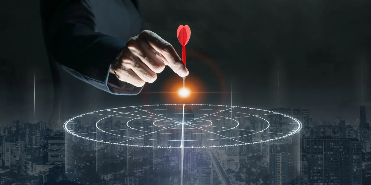 Man holding an arrow Targeting the business concept